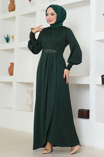 moda selvim الفستان زيتي ASM2723 - Thumbnail