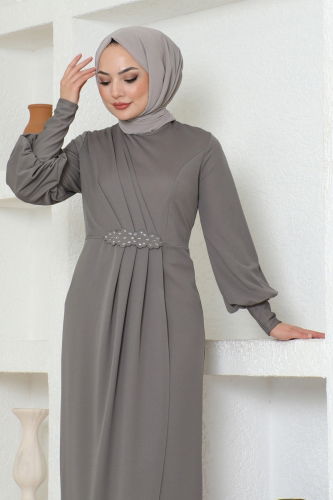 moda selvim Dress ASM2723 Gray - Thumbnail