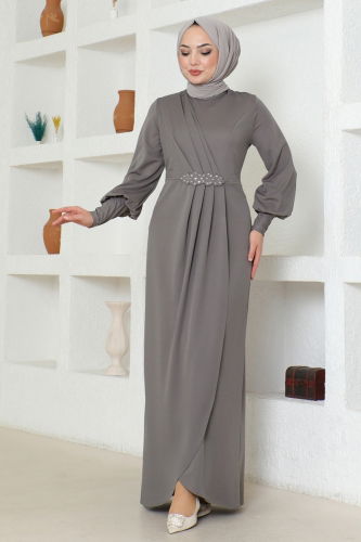 moda selvim Dress ASM2723 Gray - Thumbnail