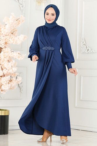 moda selvim Dress ASM2723 Indigo - Thumbnail