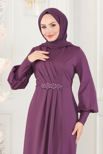 moda selvim Dress ASM2723 Lilac - Thumbnail