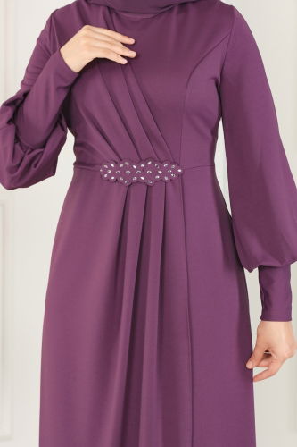 moda selvim Dress ASM2723 Lilac - Thumbnail