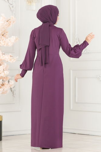 moda selvim Dress ASM2723 Lilac - Thumbnail