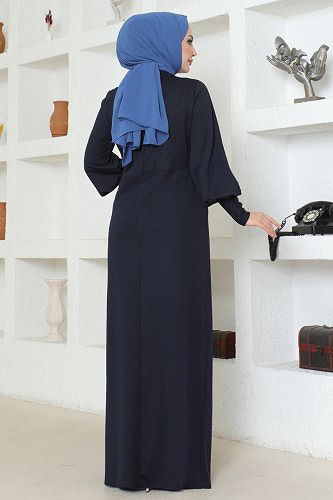 moda selvim Dress ASM2723 Navy Blue - Thumbnail