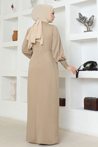 moda selvim الفستان بيج ASM2723 - Thumbnail