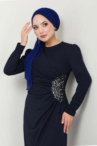 moda selvim DRESS ASM2743 Navy Blue - Thumbnail