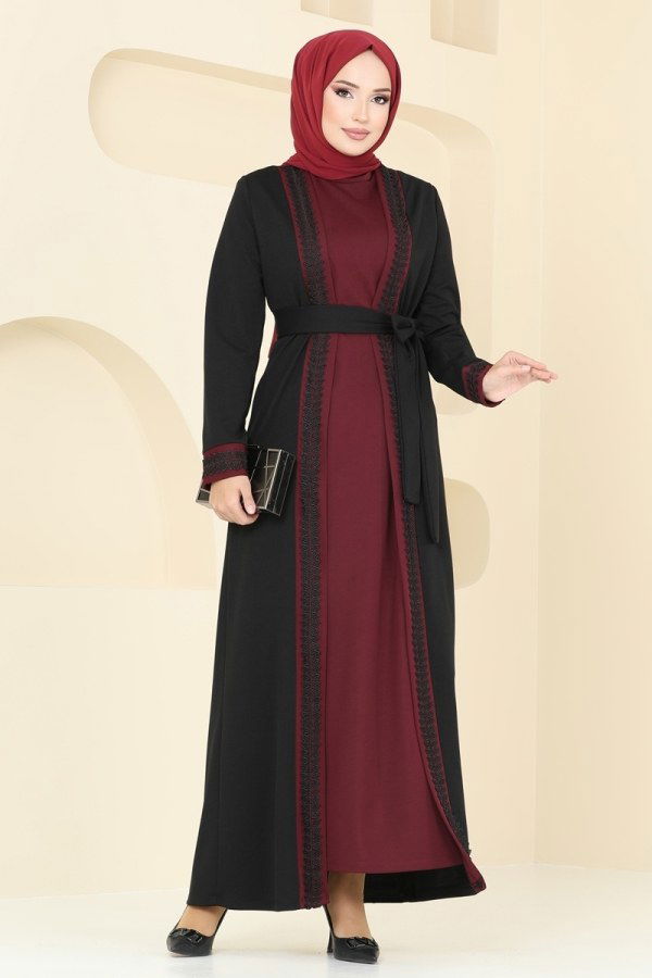 Dress ASM2764 Black & Burgundy - 2