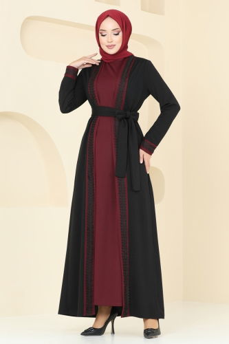 A.S.M. - Dress ASM2764 Black & Burgundy