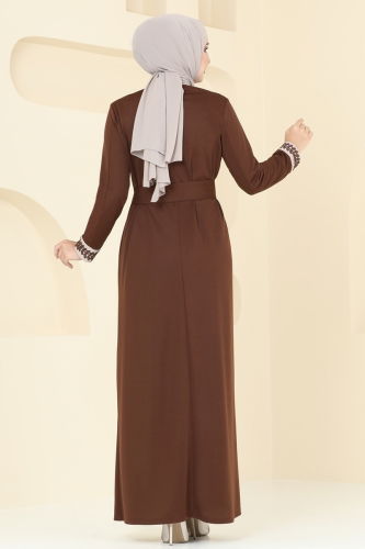 moda selvim Dress ASM2764 Brown & Vision - Thumbnail