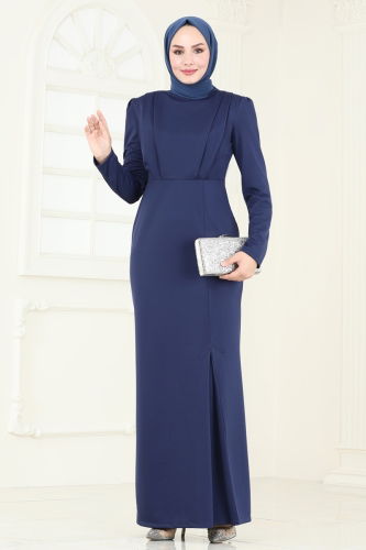 moda selvim Dress ASM2766 Navy Blue - Thumbnail