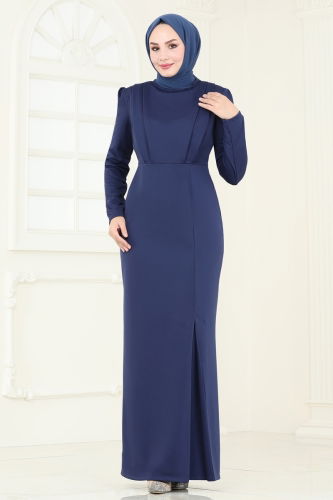 moda selvim Dress ASM2766 Navy Blue - Thumbnail