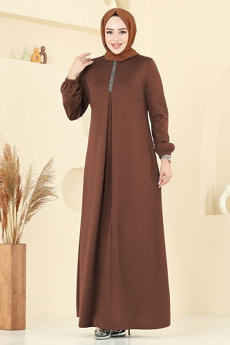 moda selvim Dress ASM2824 Brown - Thumbnail