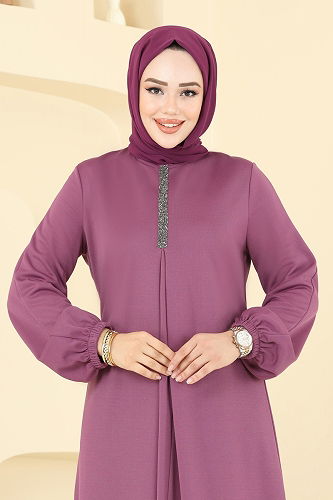 moda selvim الفستان وردي غامق ASM2824 - Thumbnail