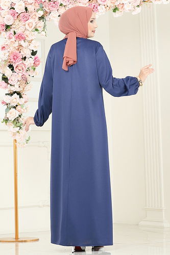moda selvim Dress ASM2824 Indigo - Thumbnail