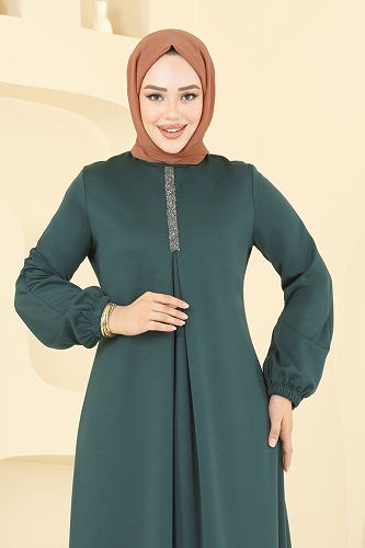 moda selvim Dress ASM2824 Light Emerald - Thumbnail