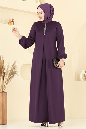 moda selvim الفستان أرجواني ASM2824 - Thumbnail