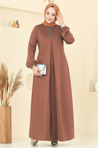 moda selvim Dress ASM2824 Tan - Thumbnail