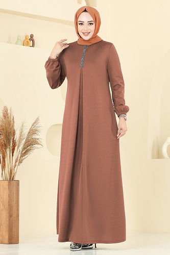 moda selvim Dress ASM2824 Tan - Thumbnail