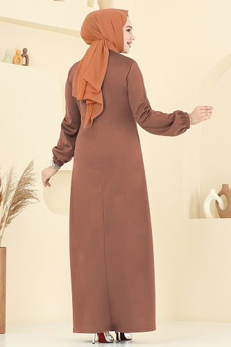 moda selvim الفستان عسلي ASM2824 - Thumbnail