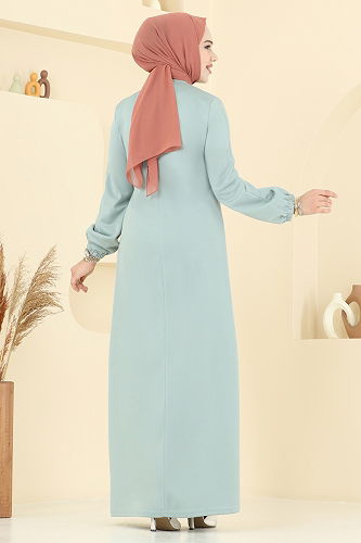 moda selvim الفستان اخضر فاتح ASM2824 - Thumbnail