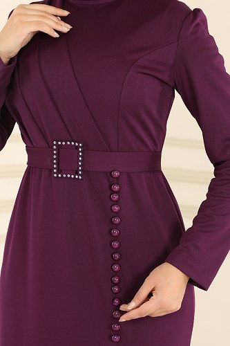 moda selvim ASM4558 ارجواني فستان - Thumbnail