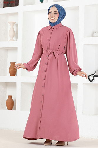 moda selvim DRESS ASN114-M Rose Dried - Thumbnail