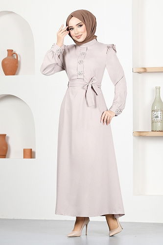 moda selvim Dress ASN129-M Beige - Thumbnail