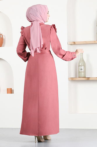 moda selvim الفستان وردي ASN129-M - Thumbnail