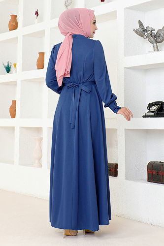 moda selvim DRESS DVL266-M Indigo - Thumbnail