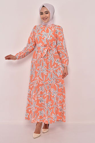 moda selvim DRESS EFL12202-M Salmon - Thumbnail