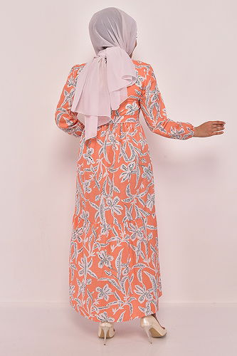 moda selvim الفستان تفاحي EFL12202-M - Thumbnail