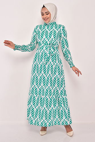moda selvim DRESS EFL12203-M Green - Thumbnail