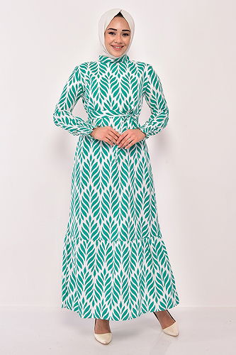 moda selvim الفستان أخضر EFL12203-M - Thumbnail