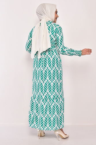 moda selvim الفستان أخضر EFL12203-M - Thumbnail