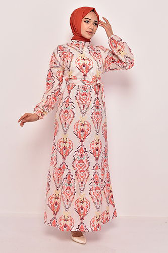 moda selvim DRESS EFL12205-M Orange - Thumbnail