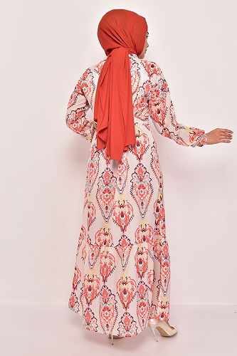 moda selvim الفستان برتقالي EFL12205-M - Thumbnail