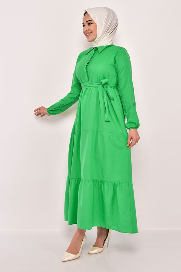 Modaselvim خصم صافٍ20%+20% في سلة التسوق الفستان أخضر EFL2185-M