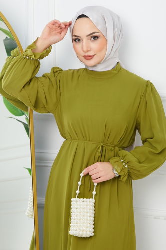 moda selvim Dress EFS442 Petroleum Green - Thumbnail