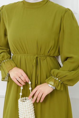 moda selvim Dress EFS442 Petroleum Green - Thumbnail