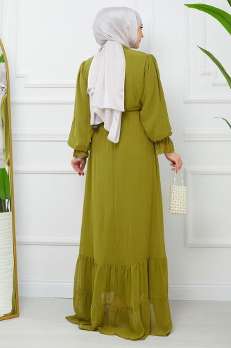 moda selvim Dress EFS442 Petroleum Green - Thumbnail