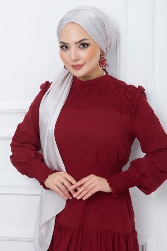 moda selvim Dress EFS444 Burgundy - Thumbnail