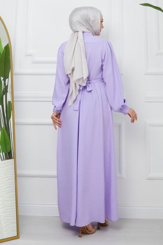 moda selvim Dress EFS522 Lilac - Thumbnail