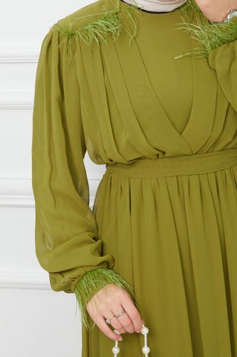 moda selvim Dress EFS523 Petroleum Green - Thumbnail