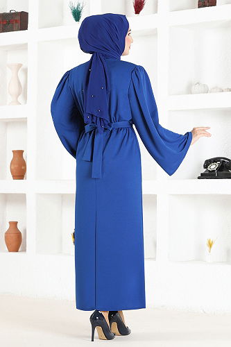moda selvim الفستان نيلي END5439-M - Thumbnail
