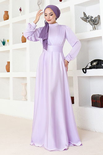 moda selvim Dress END5508-M Lilac - Thumbnail