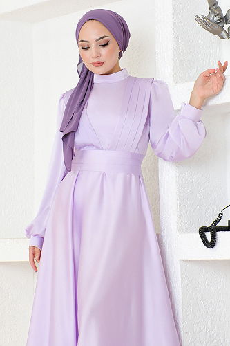 moda selvim Dress END5508-M Lilac - Thumbnail