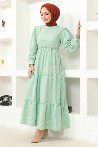 moda selvim Dress HBS7001 Green - Thumbnail