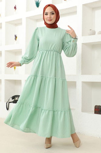 moda selvim Dress HBS7001 Green - Thumbnail