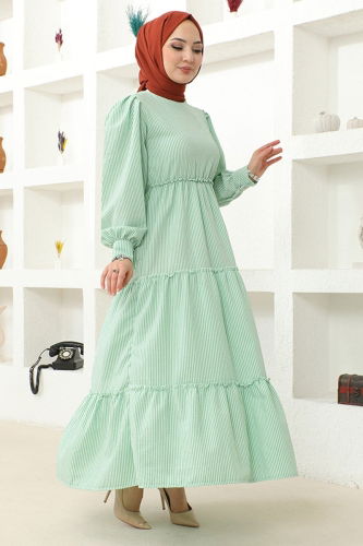 moda selvim Dress HBS7001 Green - Thumbnail