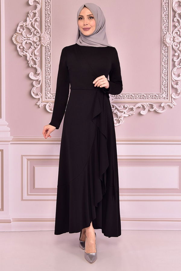 Modaselvim خصم صافٍ20%+20% في سلة التسوق الفستان أسود نمط التمساح KBR70302-M